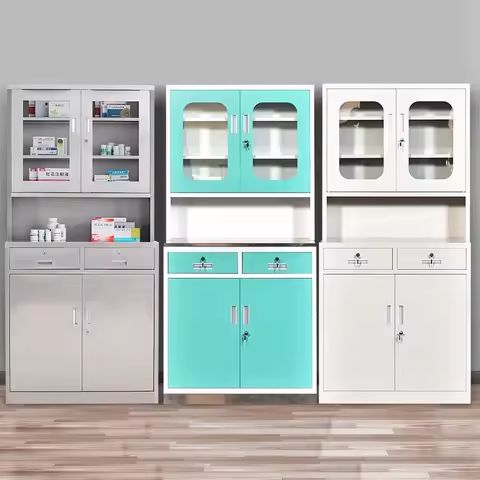 Modern Simplicity Dental Cabinet Thickened Steel Stainless Steel 2 Door Hospital Clinic School Health Room Dining Room