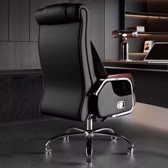 Modern Boss Executive Swivel Chair Home Office Synthetic Leather Reclining Massage Extendable Stainless Steel Base Foldable view 4
