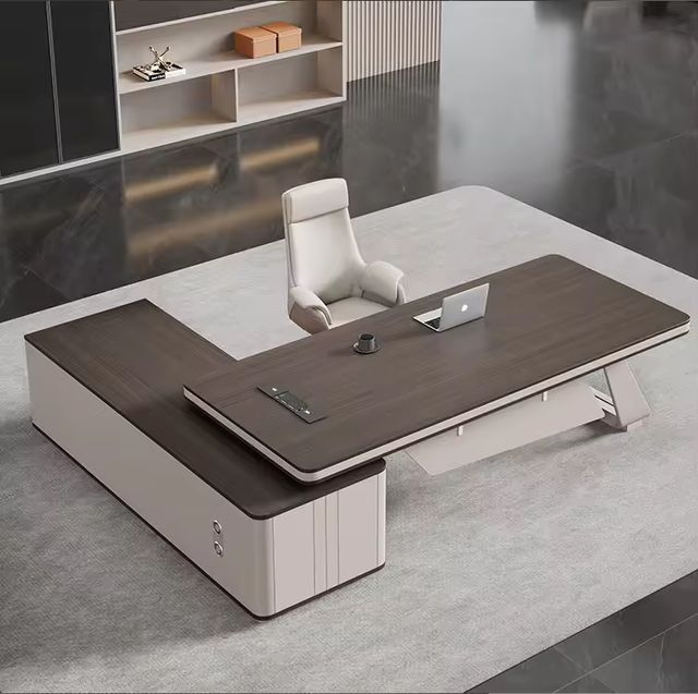 Light Luxury Modern Simple Chairman's Office Desk with Ergonomic Chair Combination Wooden Boss Desk for President and Manager view 3