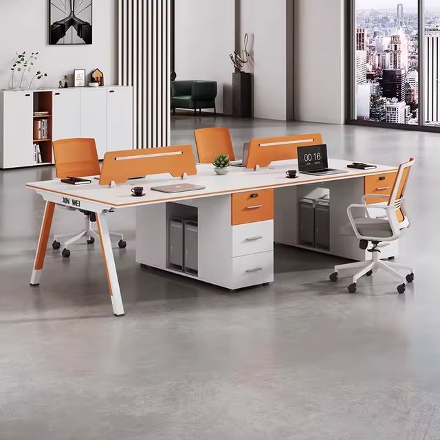 Solid Wood Open Office Workstation Desk with Chair Simple Modern Four/6/8 Staff Furniture Combination manager's desk