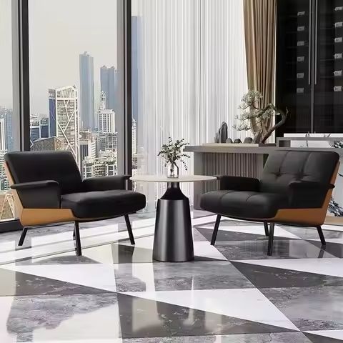 European Modern Solid Wood Synthetic Leather Adjustable Single Sofa Chair Customizable Dining Apartment Living Room Furniture