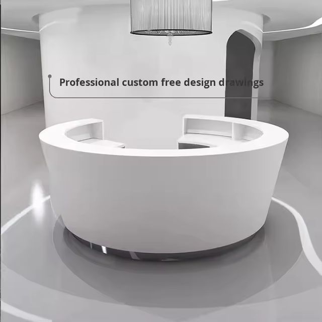 Modern Durable MDF Eco-Friendly Curved Semi-Circular Reception Desk for School Hotel Hospital Cashier Service & Beauty Salon Use