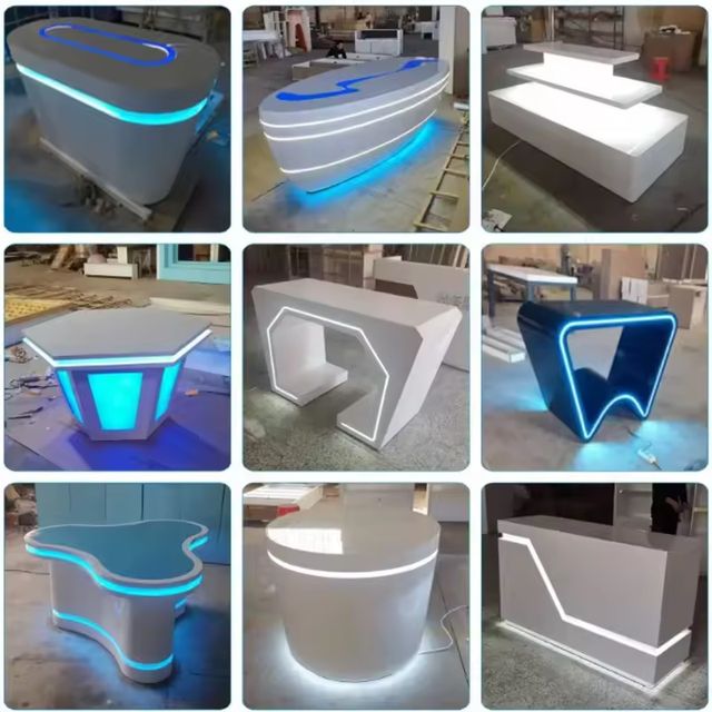 Smart Creative Durable Eco-Friendly Wood Modern Luxury LED Illuminated Foldable Outdoor Hospital Mall Hotel School Reception view 4